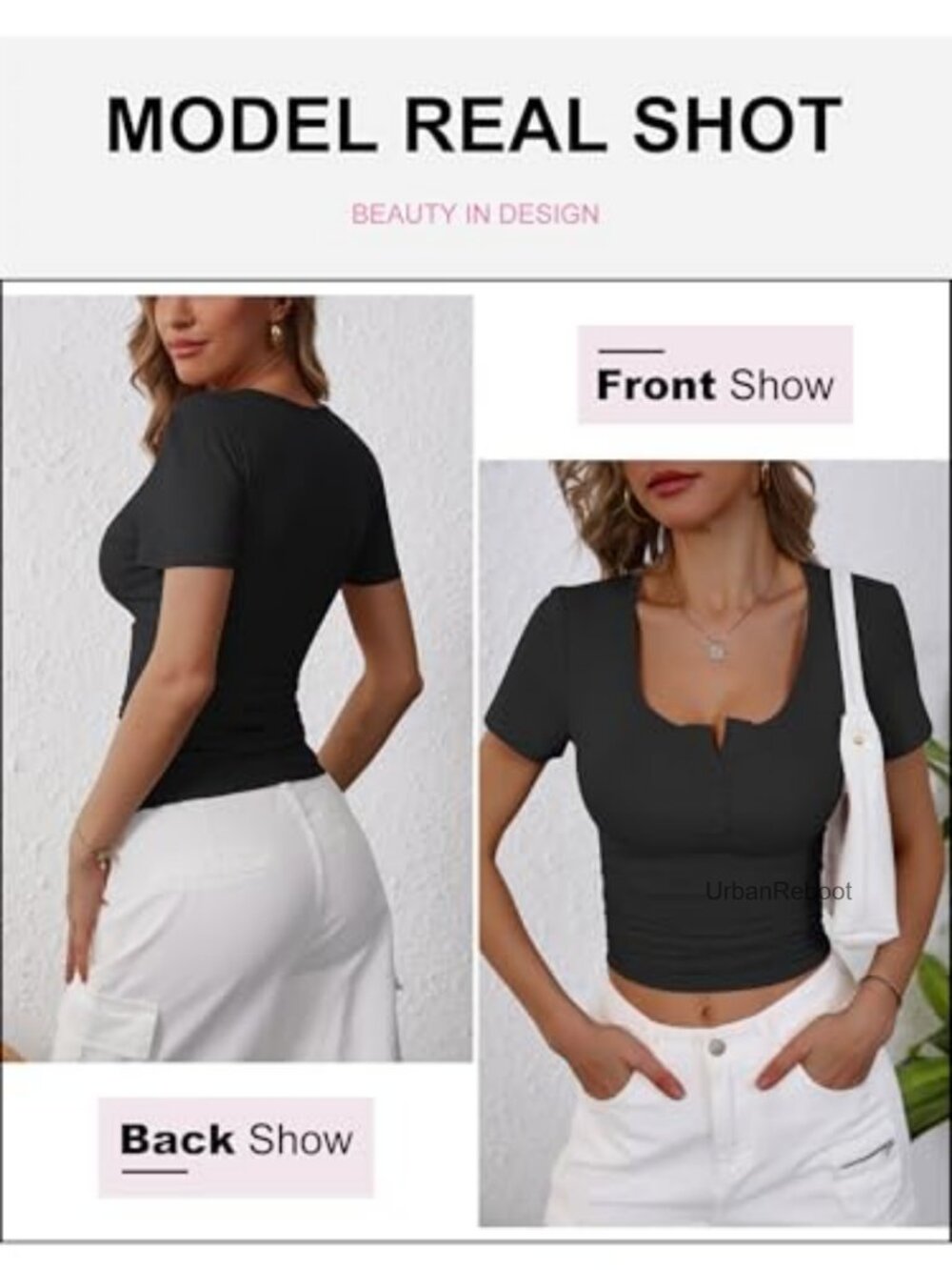 Ribbed Henley Tee Short Sleeve Fitted Summer Top Button Down Casual Blouse - Picture 6 of 7